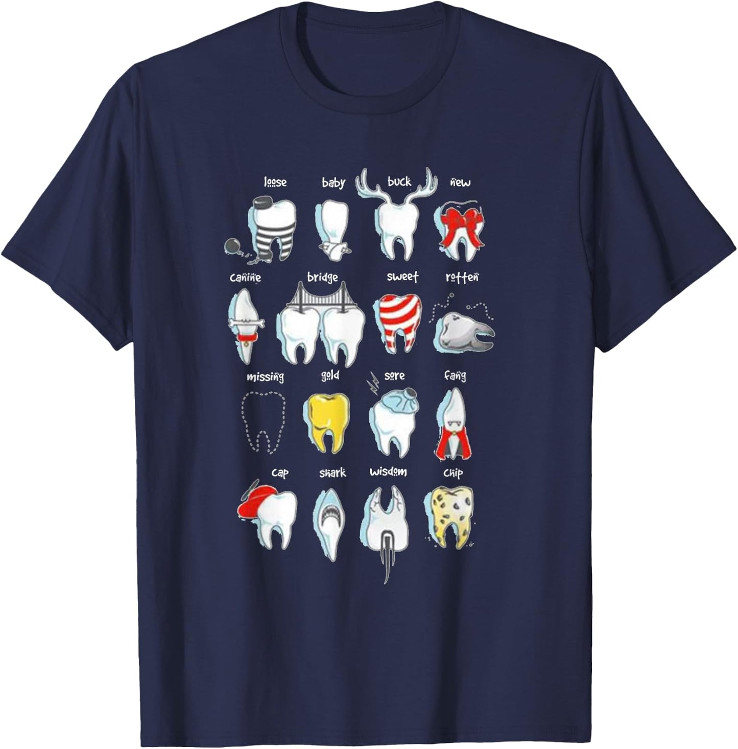 Funny Dental Designs Dentist Teeth Dental T-Shirt - T-Shirt | Navy