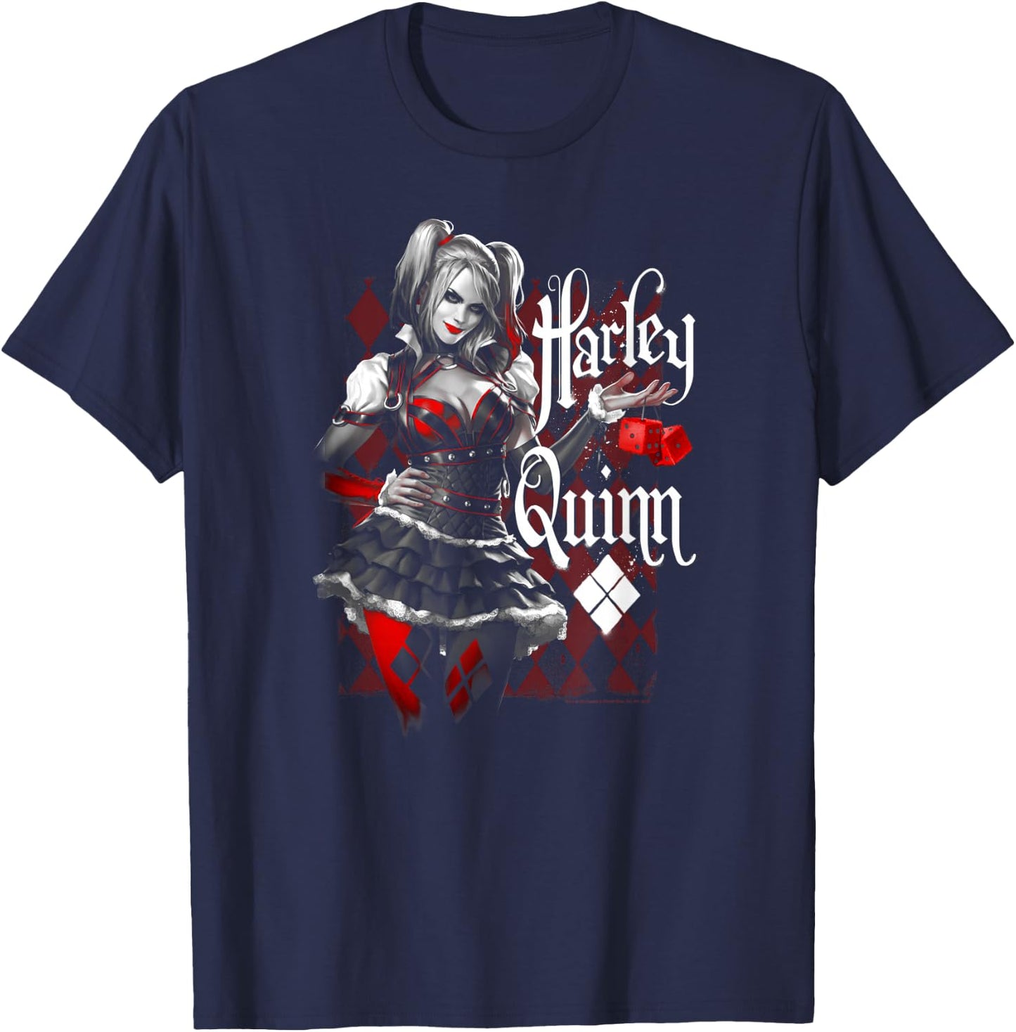 Batman: Arkham Knight Harley Quinn Dice T-Shirt - T-Shirt | Navy