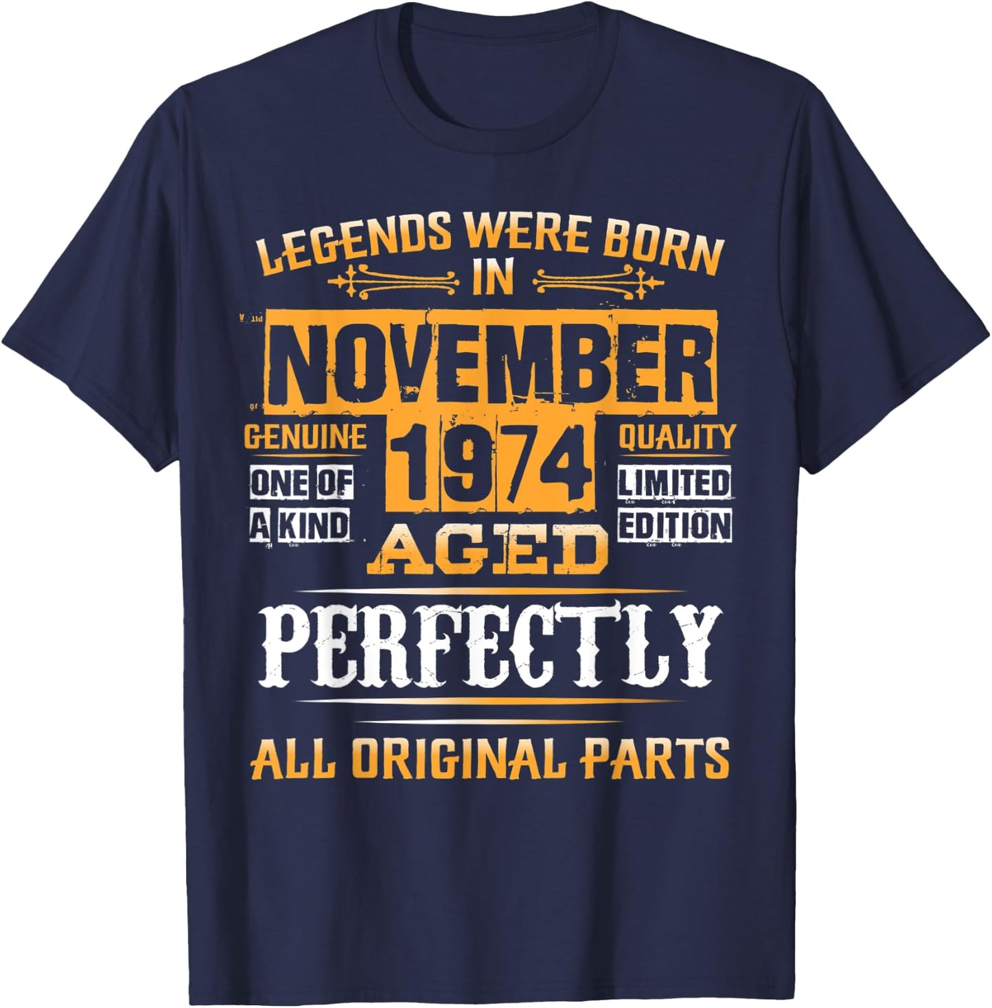 Vintage November Shirt 1974 Birthday Gift 45 Yrs Old D1 T-Shirt - T-Shirt | Navy