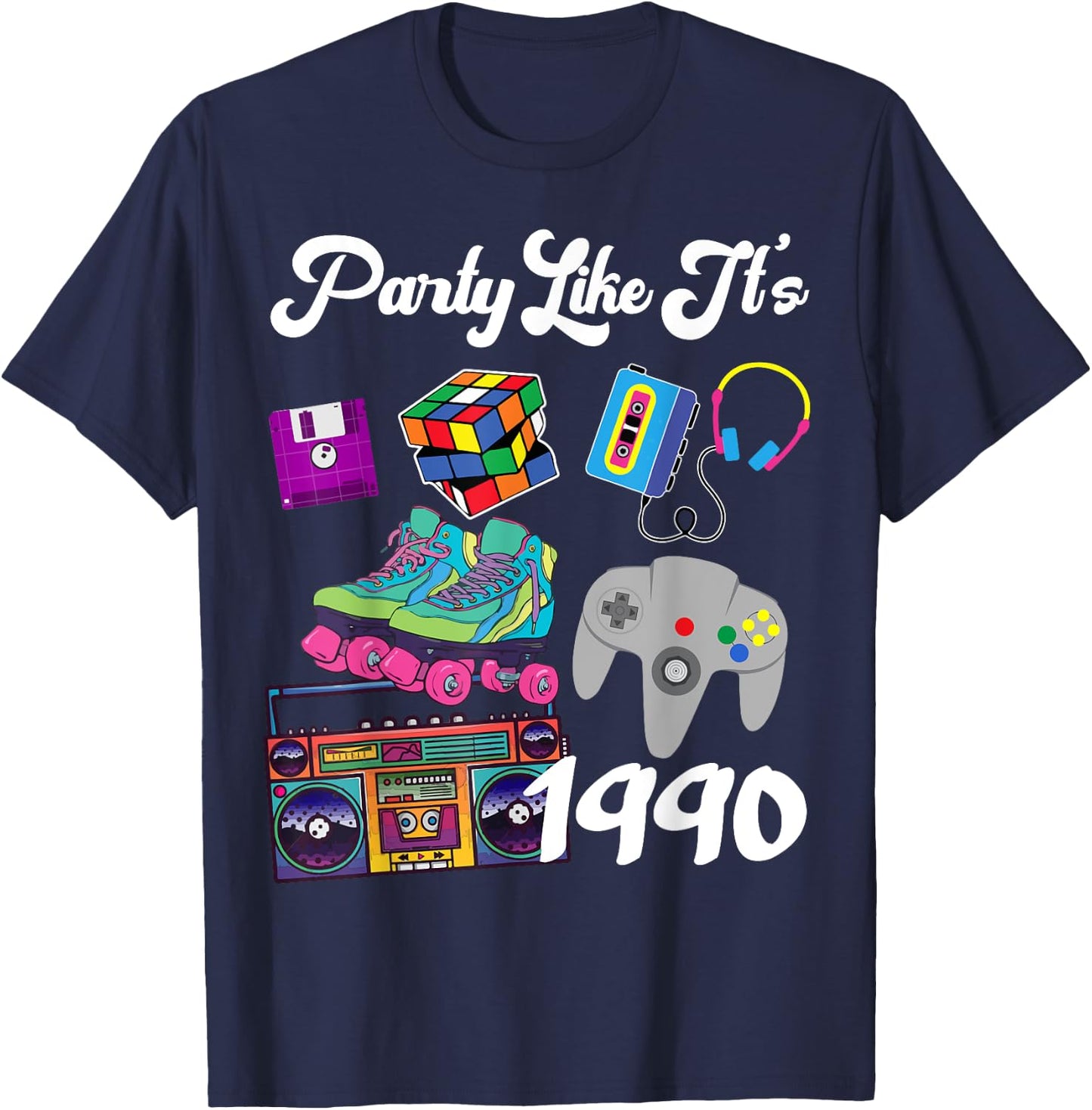 Retro Party Like It's 1990 30th Birthday T-Shirt - T-Shirt | Navy