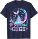 Mermaid Gigi Family Matching Girl Birthday Party T-Shirt - T-Shirt | Navy