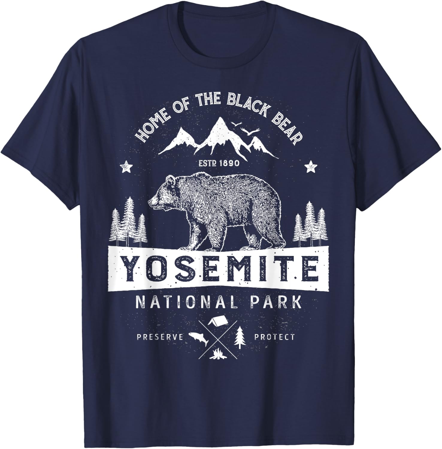 Yosemite National Park T shirt California Bear Vintage Gifts T-Shirt - T-Shirt | Navy