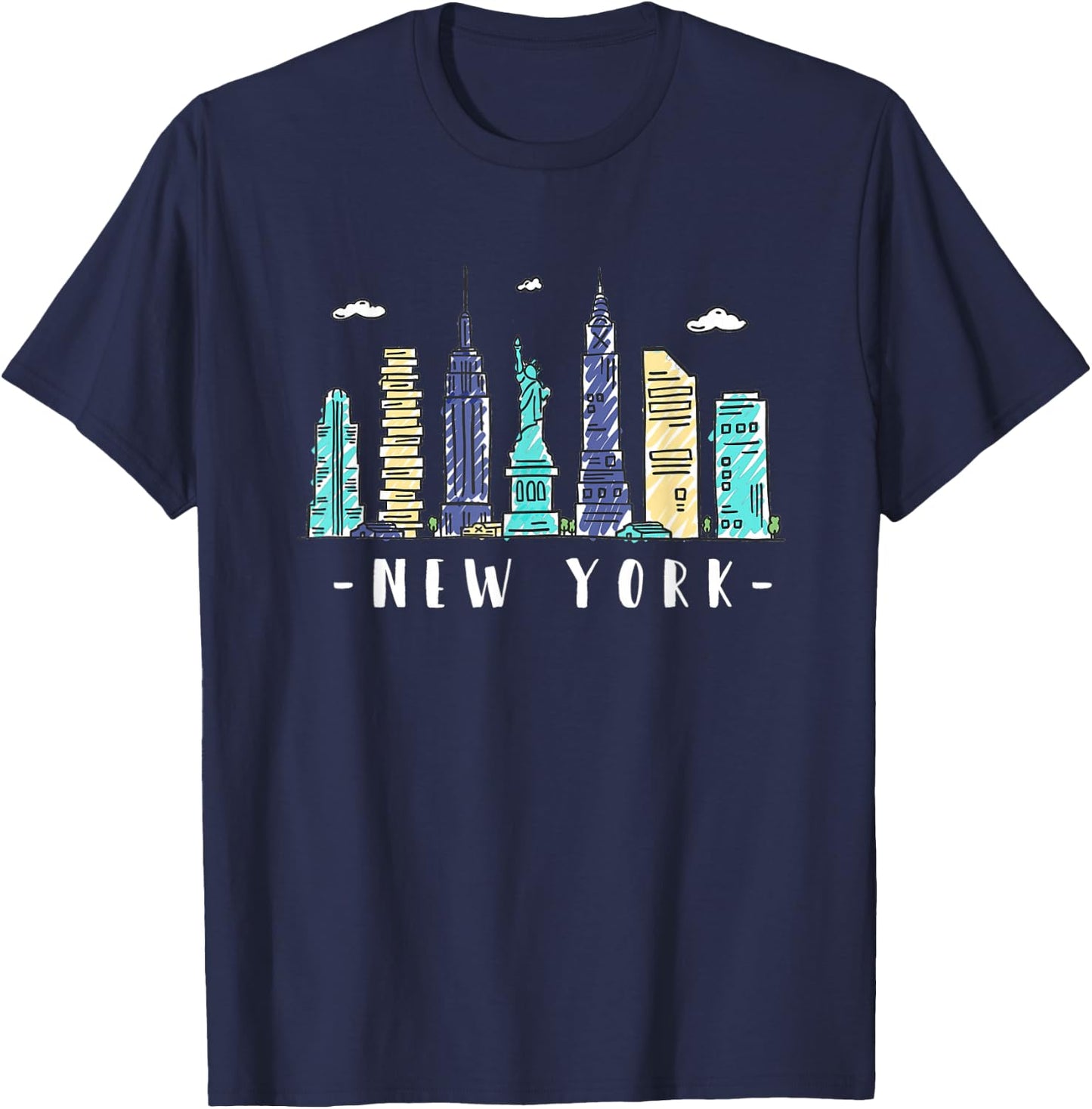 New York Skyline NYC NY City USA America Souvenir Gift T-Shirt - T-Shirt | Navy