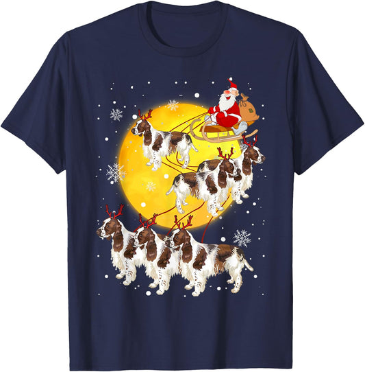 English Springer Spaniel Reindeer Christmas Dog Lover Gifts T-Shirt - T-Shirt | Navy