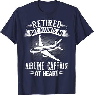 Retired Airline Captain Shirt Pilot Retirement Gift T-Shirt - T-Shirt | Navy