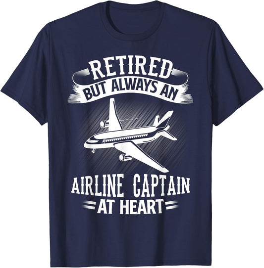 Retired Airline Captain Shirt Pilot Retirement Gift T-Shirt - T-Shirt | Navy
