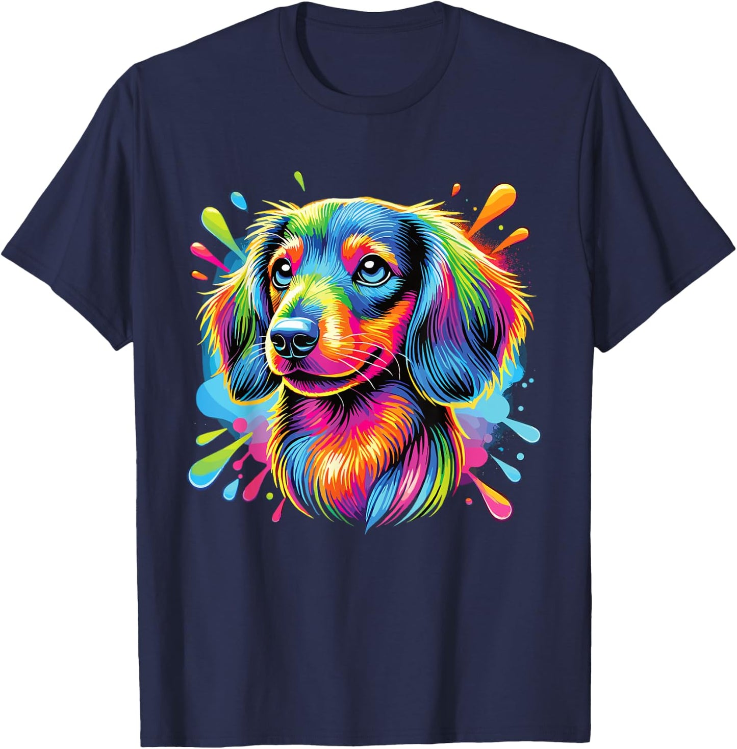 Colorful Dachshund T-Shirt - T-Shirt | Navy