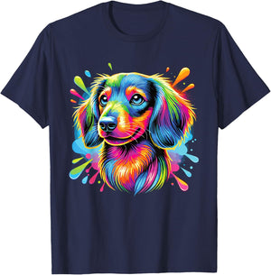 Colorful Dachshund T-Shirt - T-Shirt | Navy