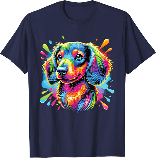 Colorful Dachshund T-Shirt - T-Shirt | Navy