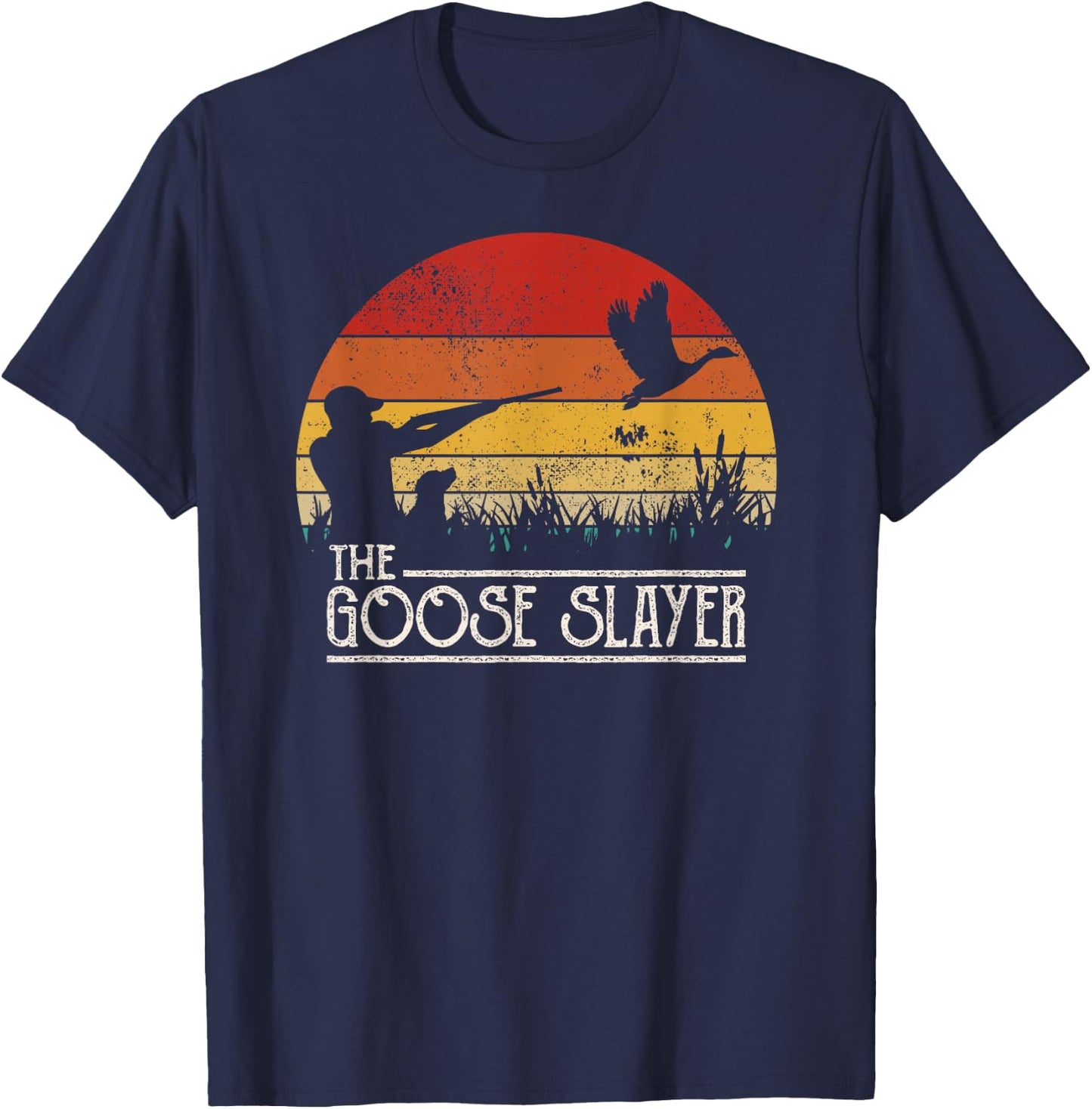 Vintage Sunset Retro Style Goose Hunting Goose Slayer T-Shirt - T-Shirt | Navy