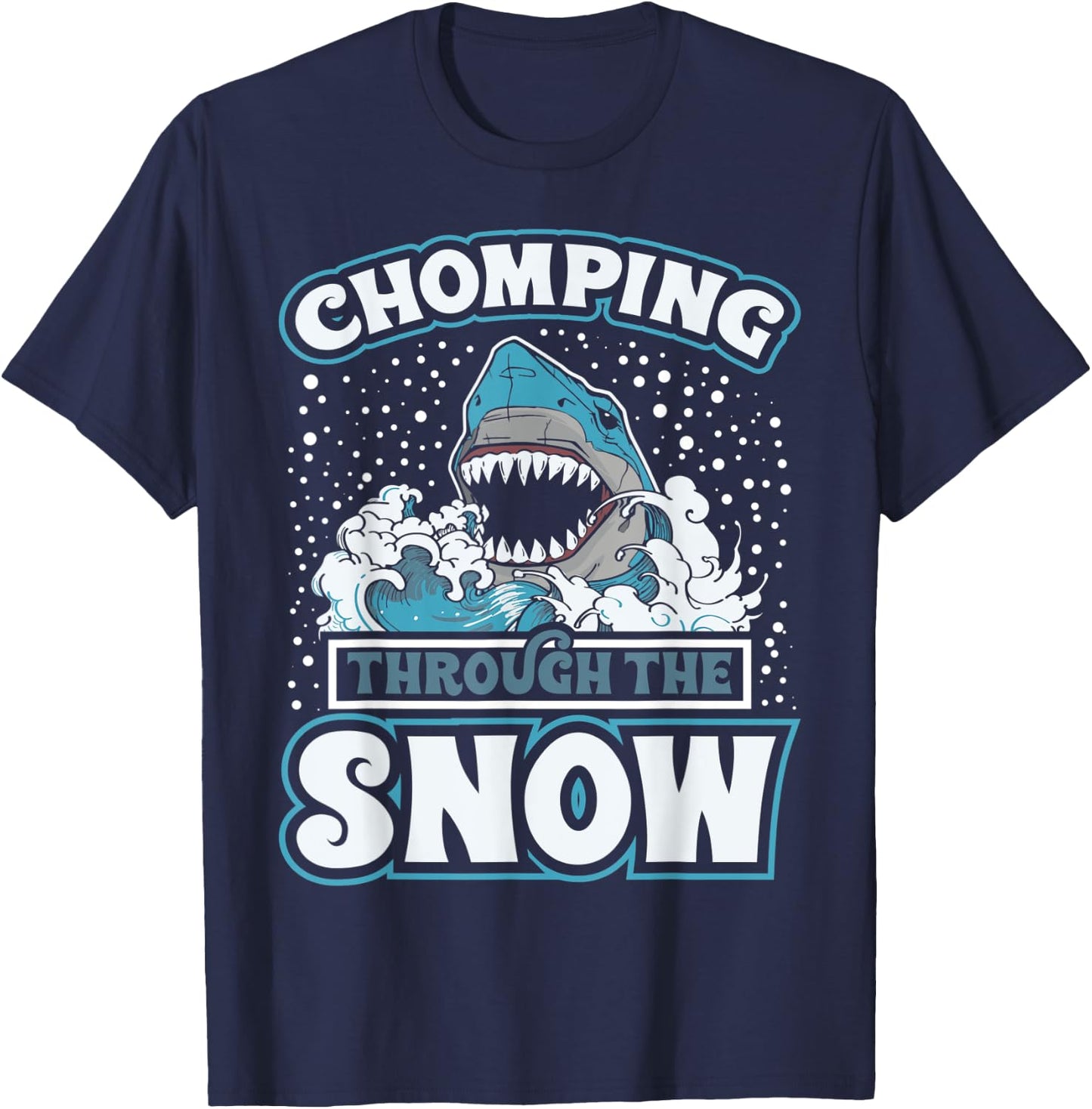 Shark Christmas Clothing Through The Snow Funny Sharkmas T-Shirt - T-Shirt | Navy