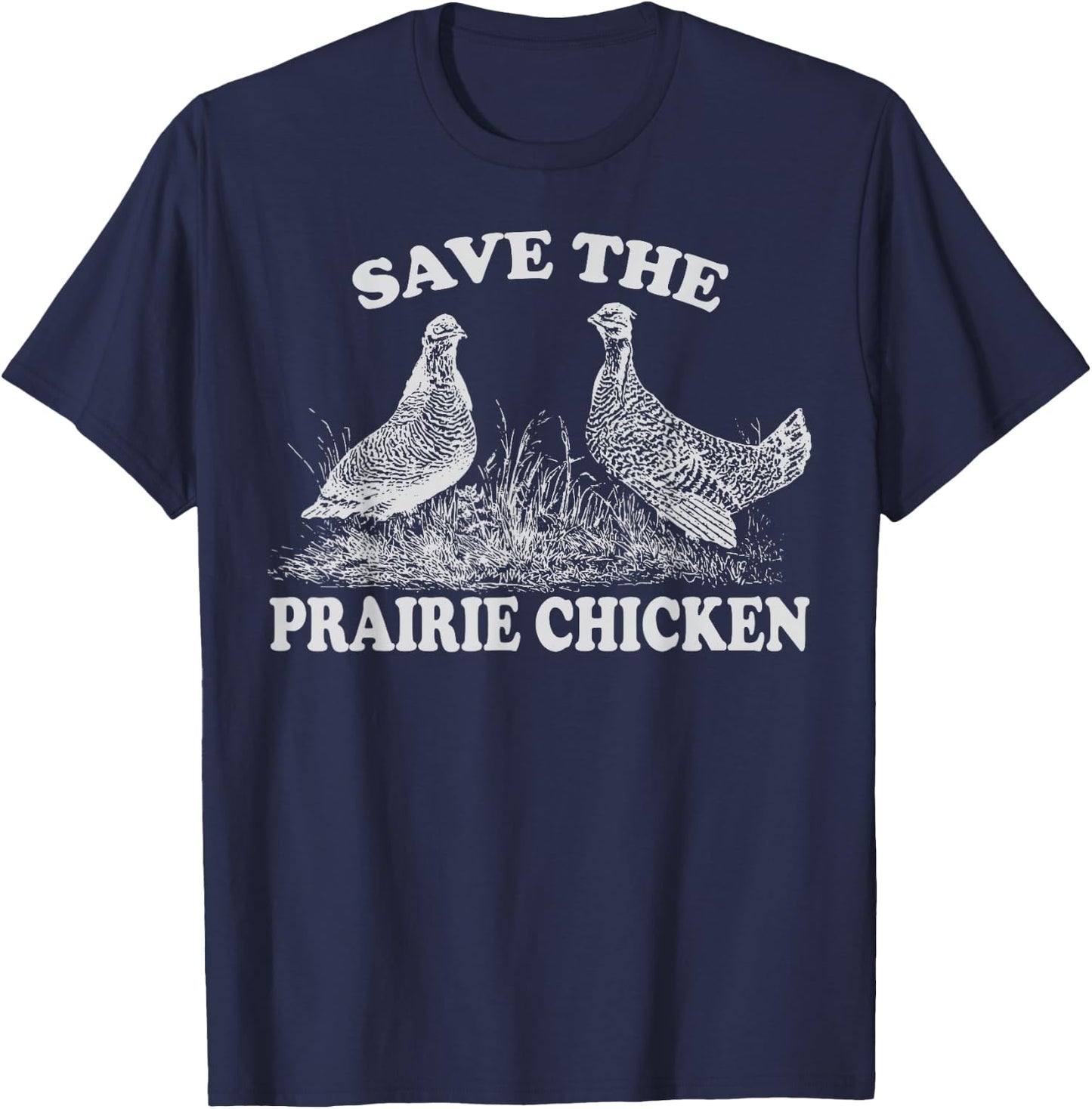 Save the Prairie Chicken Vintage Conservation T-Shirt - T-Shirt | Navy