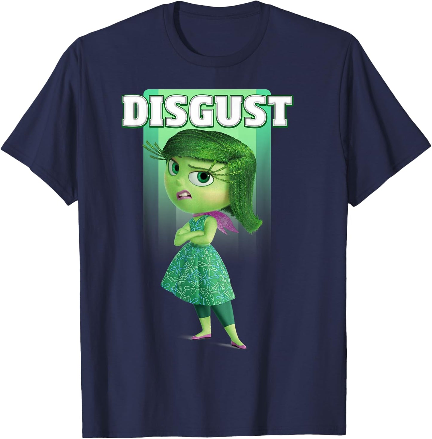 Disney Pixar Inside Out Disgust Green Retro Poster Logo T-Shirt - T-Shirt | Navy