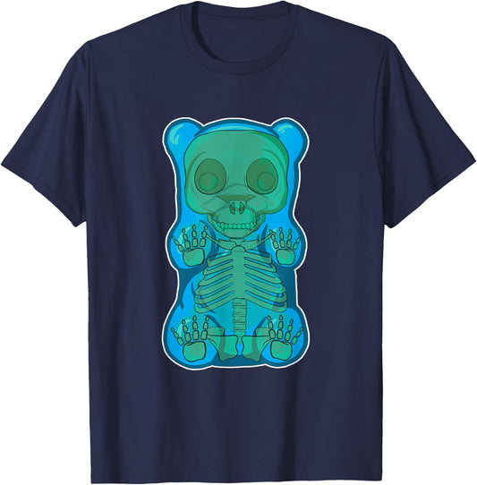 Classic Blue GUMMY BEAR Skeleton Anatomy halloween T-Shirt - T-Shirt | Navy