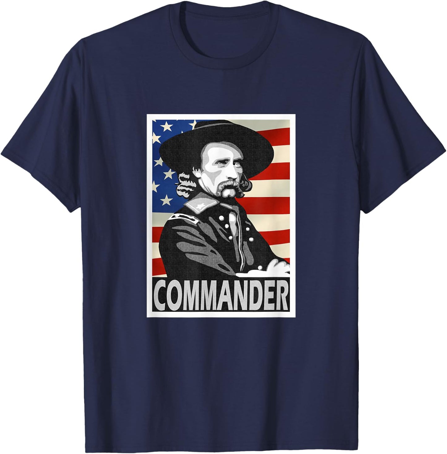 George Armstrong Custer Commander Poster Style T-Shirt - T-Shirt | Navy