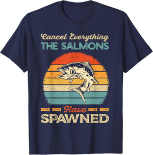 Fishing Salmon Spawning Angling Smolt Fish Salmonidae Hobby T-Shirt - T-Shirt | Navy
