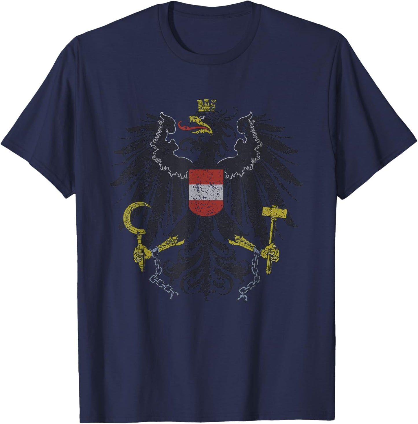 Austrian Flag Austria Coat of Arms Vienna Eagle T Shirt T-Shirt - T-Shirt | Navy