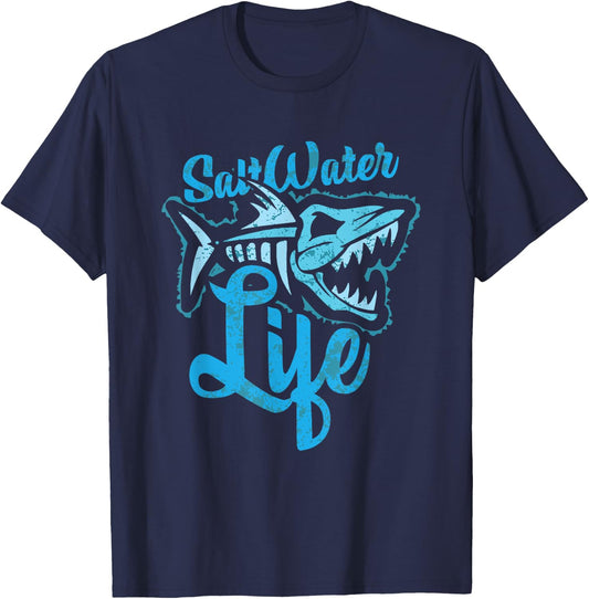 Saltwater Life Fishing T-Shirt - T-Shirt | Navy