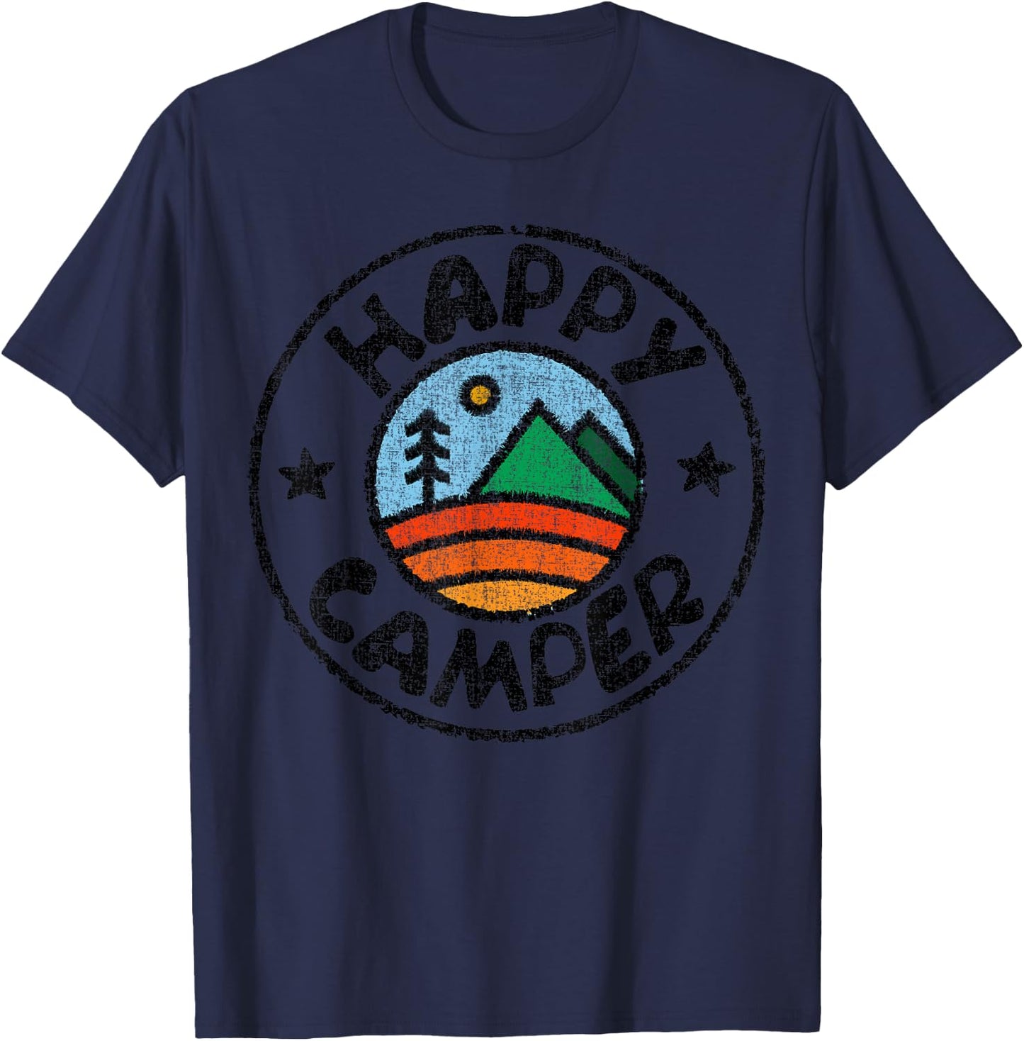 Funny Camper Happy Camping Lover Camp Vacation Shirt T-Shirt - T-Shirt | Navy