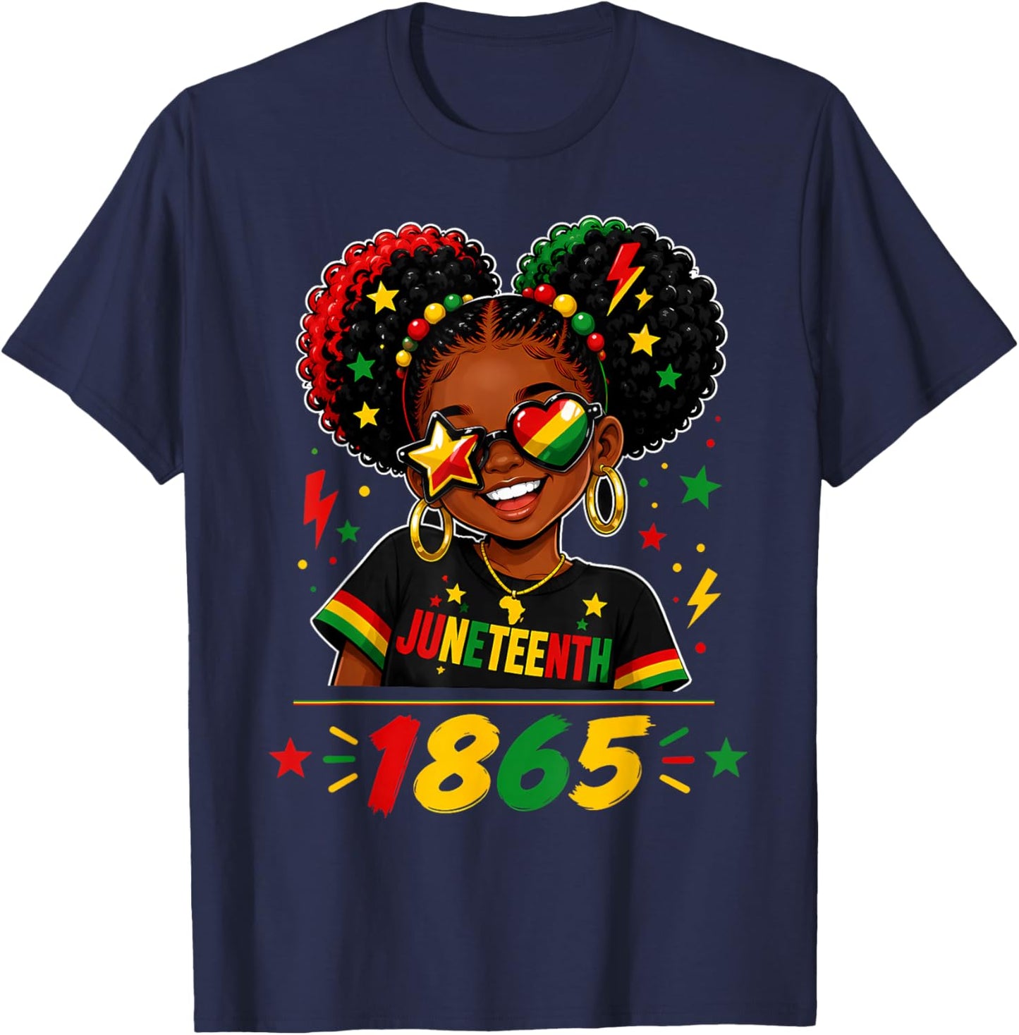 Juneteenth Shirts Girls June 19th 1865 African American Girl T-Shirt - T-Shirt | Navy