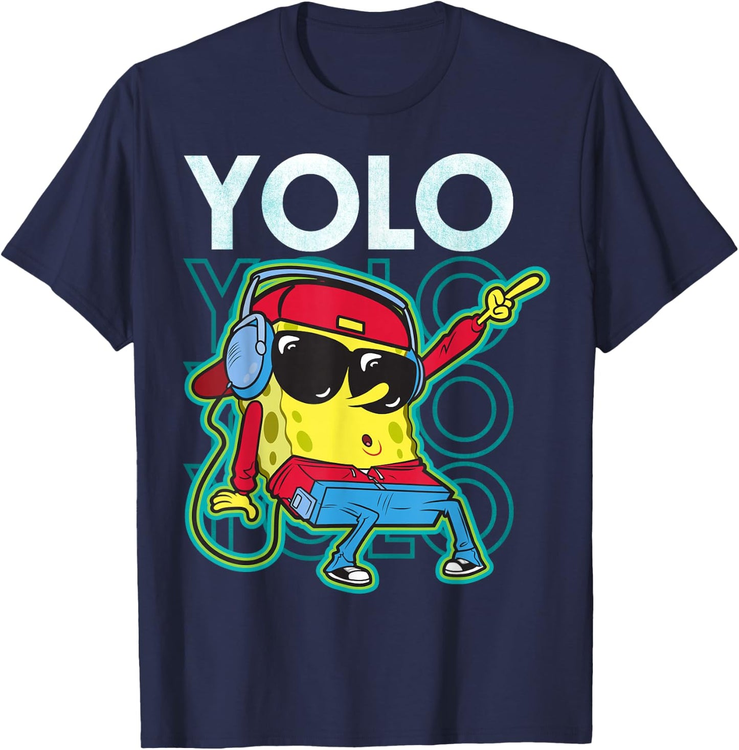 Spongebob SquarePants Yolo Cool Guy T-Shirt - T-Shirt | Navy