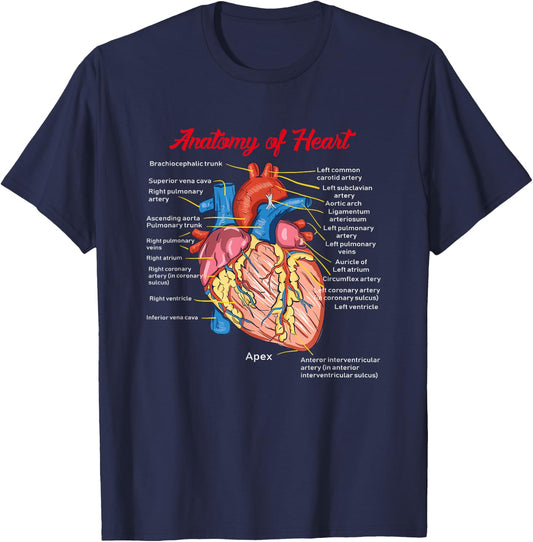 Nurse Anatomy of Heart Art T-Shirt - T-Shirt | Navy