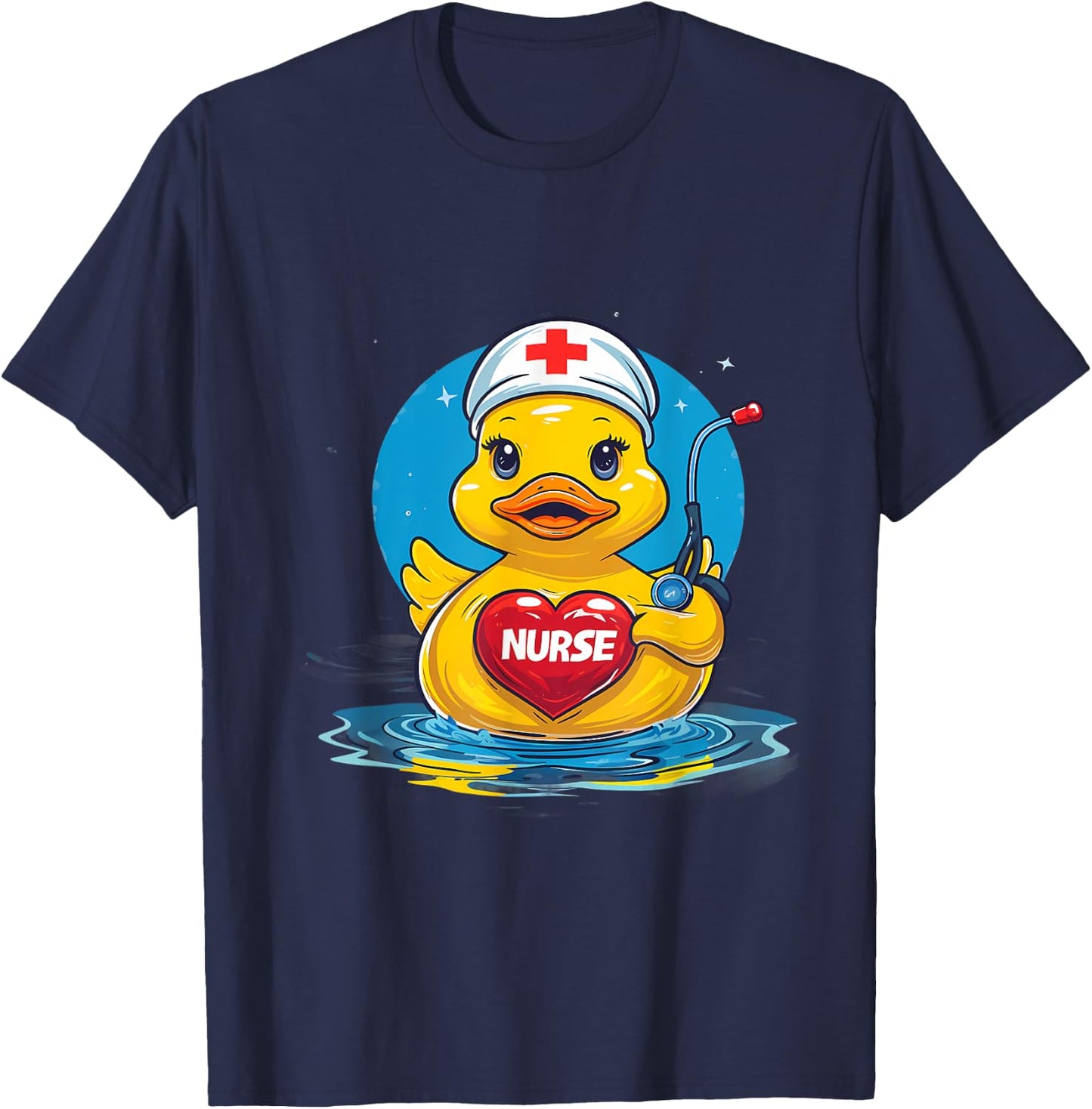 Rubber Duck Nurse Nursing Rubber Duck Lover Stethoscope T-Shirt - T-Shirt | Navy