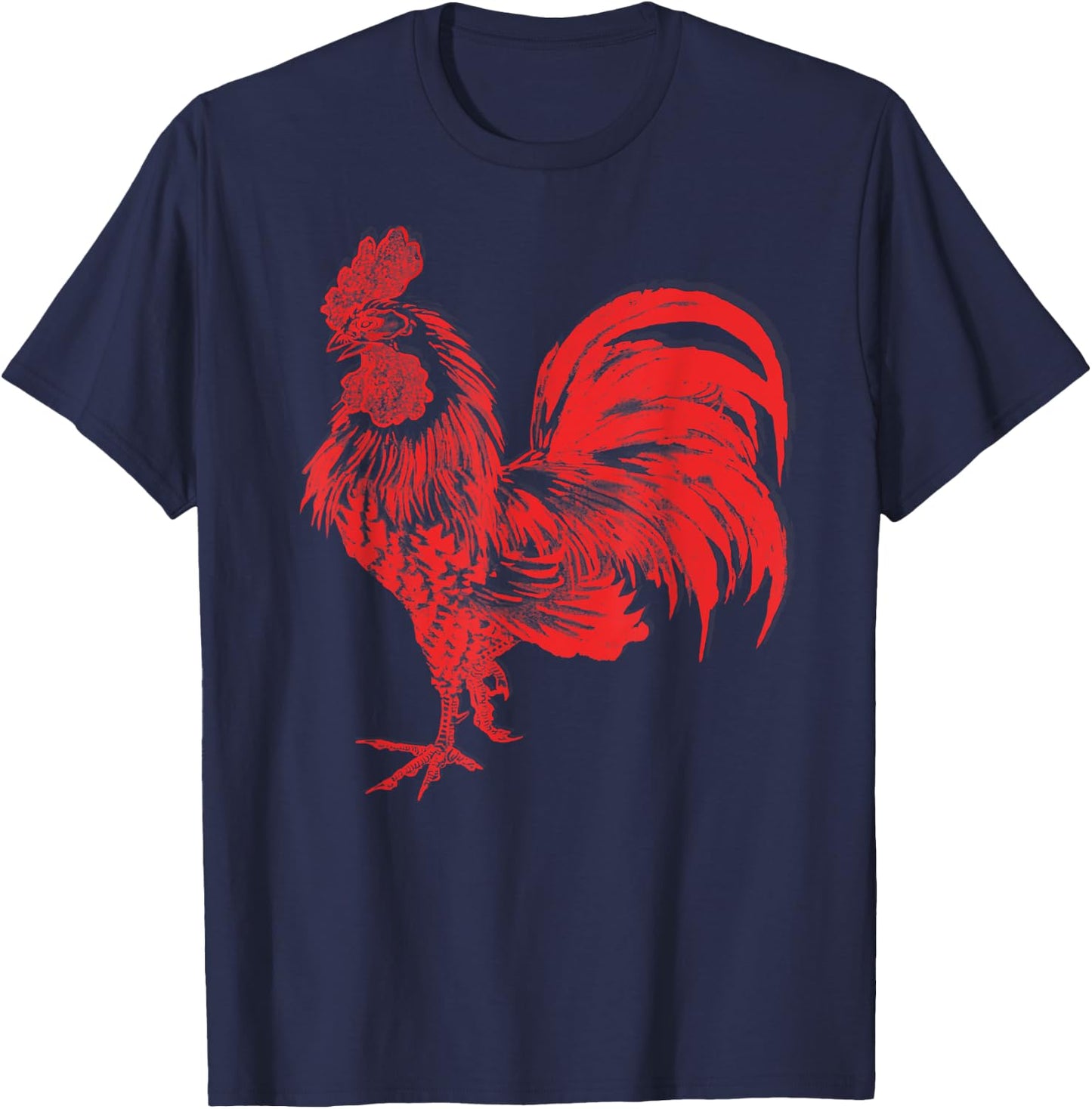 Men's Red Rooster Shirt Cocky Vintage Rooster T-Shirt - T-Shirt | Navy