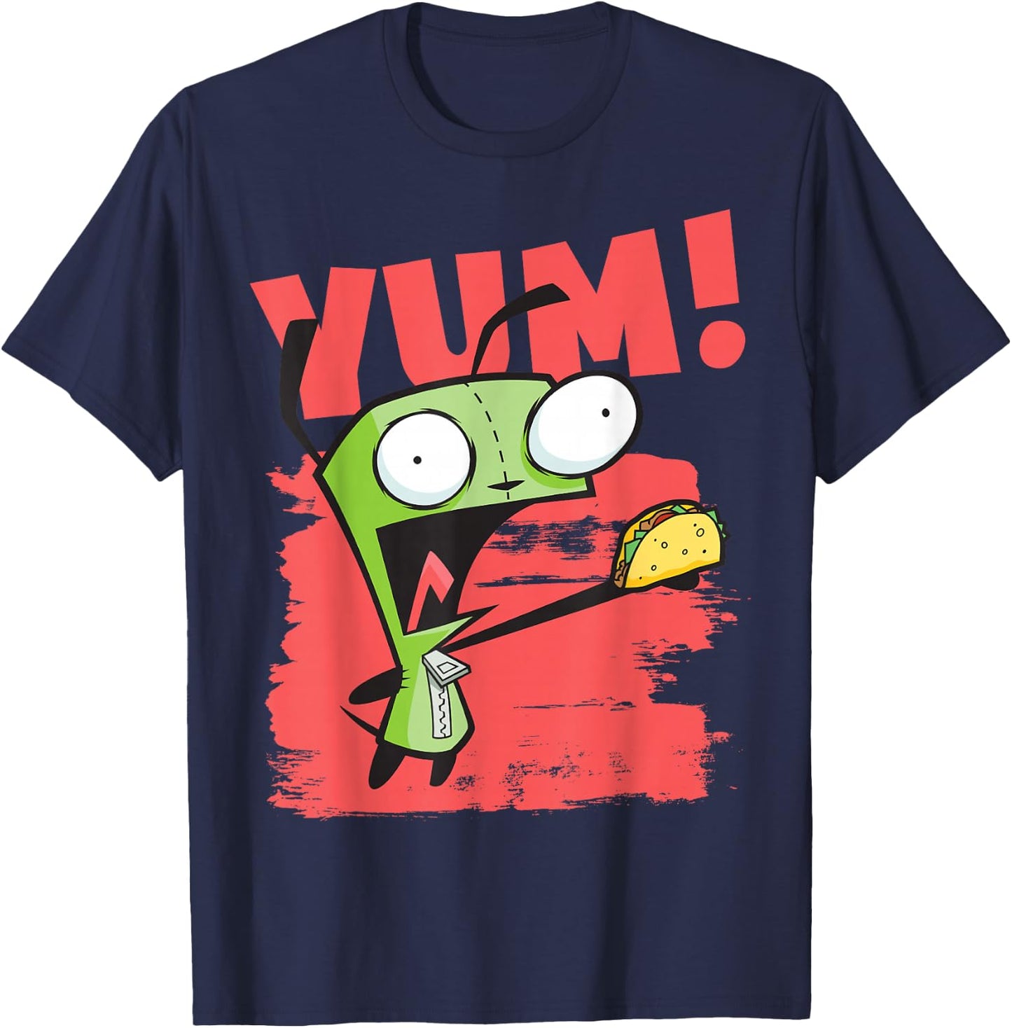 Invader Zim Gir Screaming Yum! Taco Portrait Small T-Shirt - T-Shirt | Navy