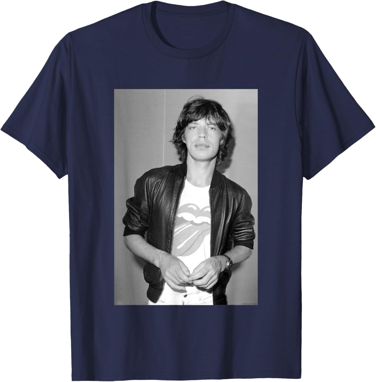 Mike Jagger Rolling Stones 1977 Photo By Simon Fowler T-Shirt - T-Shirt | Navy