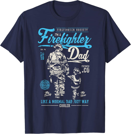 Firefighter Father's Day Retro Dad Xmas Gifts T-Shirt - T-Shirt | Navy