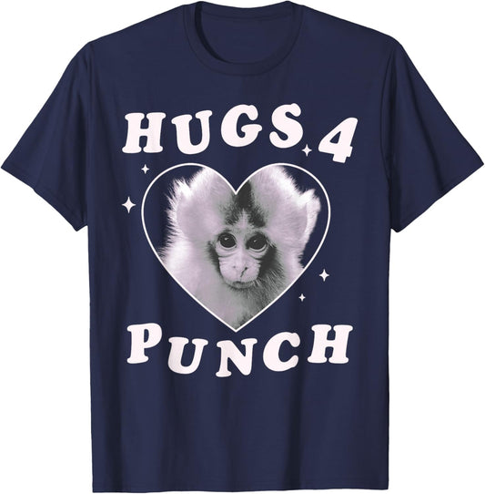Trendy Apparel Punch The Monkey Hugs 4 Punch Heart Frame T-Shirt - T-Shirt | Navy