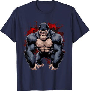 Gorilla Face Angry Growling Scary Silverback Gorilla T-Shirt - T-Shirt | Navy