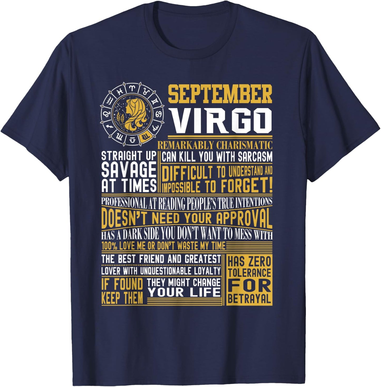 Best Born in September Virgo Facts Shirts for T-Shirt - T-Shirt | Navy