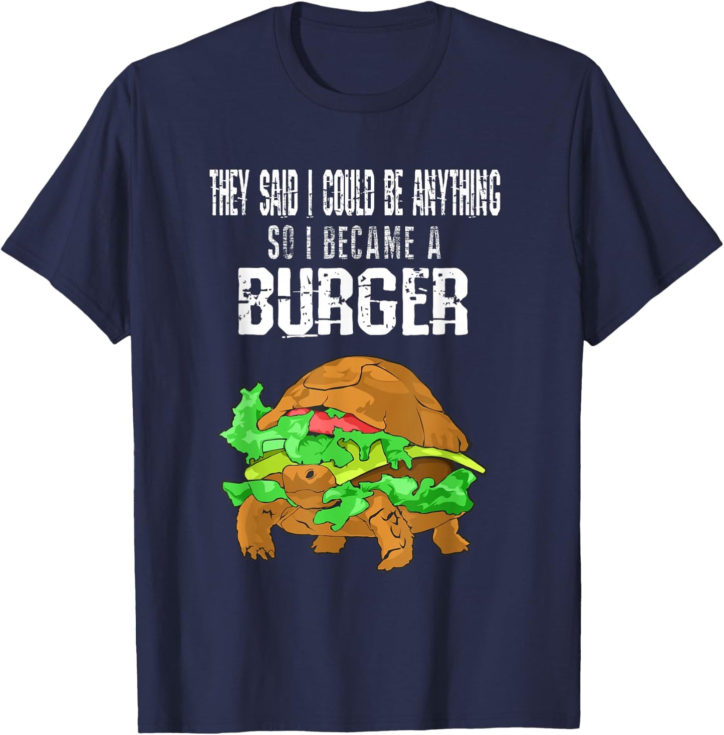 Turtle Burger Funny Apparel T-Shirt - T-Shirt | Navy