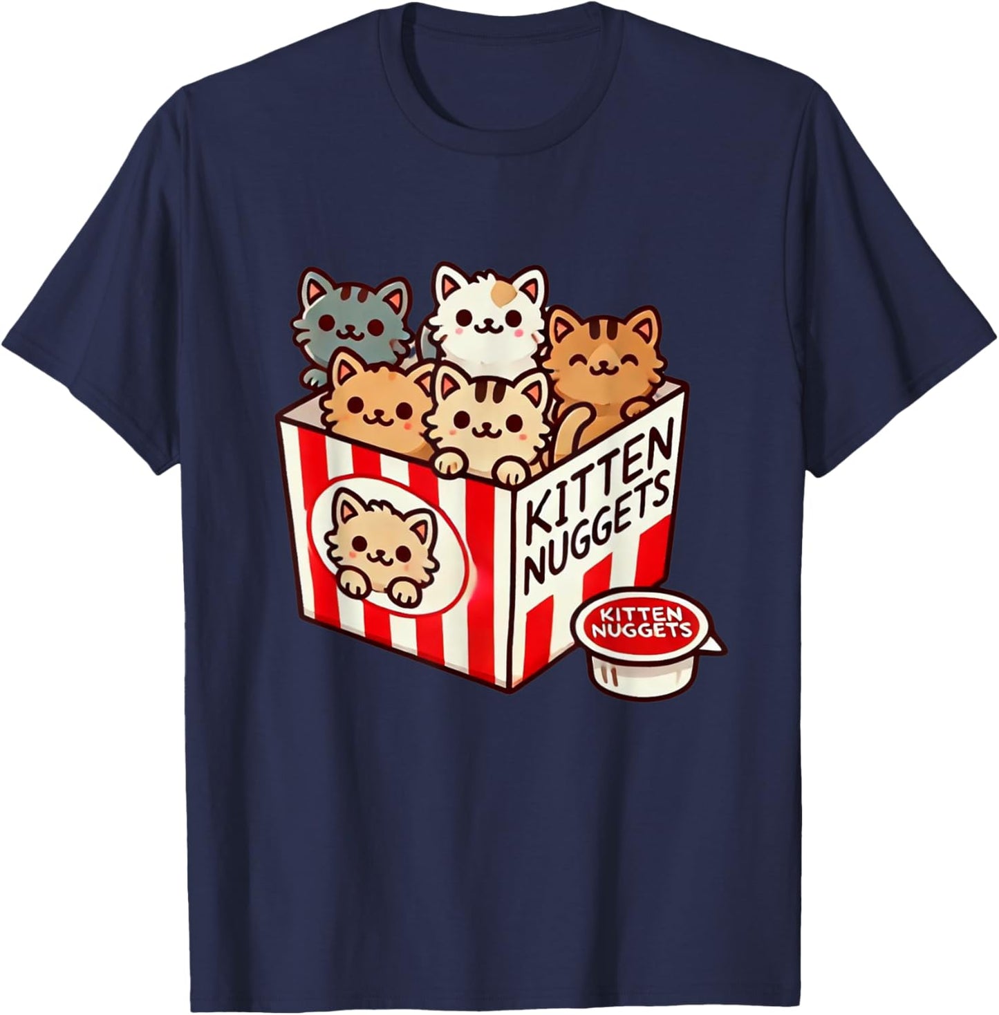 Kitten Nuggets Funny Cute Food Pun Cat Lover Chicken Nuggets Men Women Girls Kids T-Shirt - T-Shirt | Navy