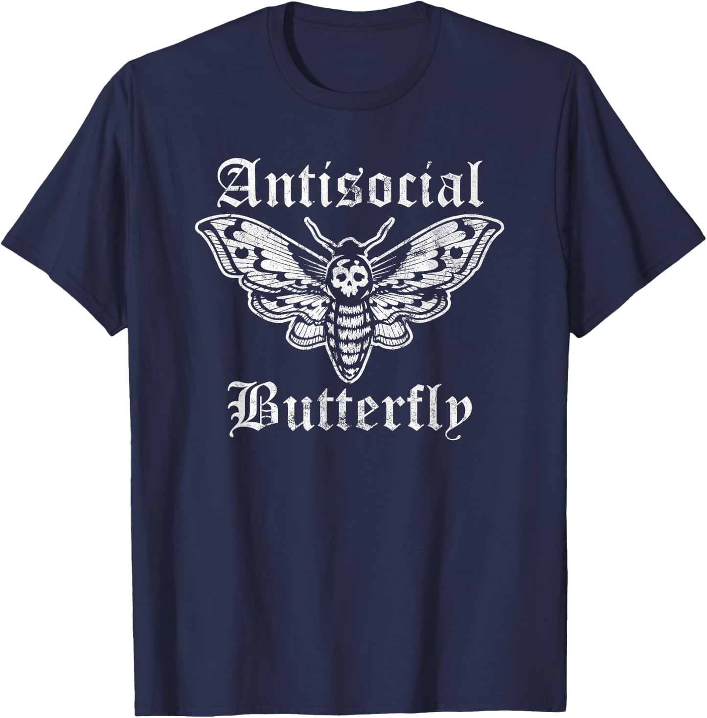 Funny Anti-Social Butterfly Introvert T-Shirt - T-Shirt | Navy