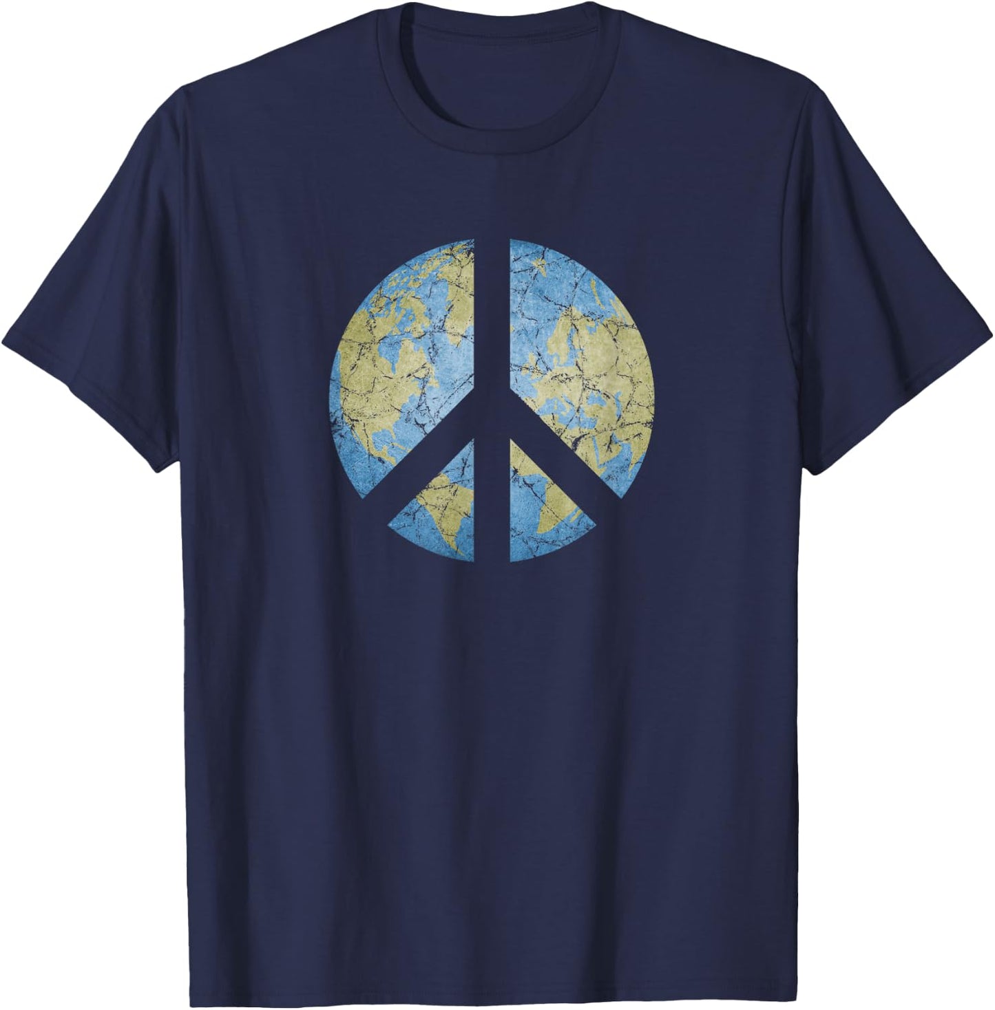 Vintage Peace On Earth World Peace T-Shirt - T-Shirt | Navy
