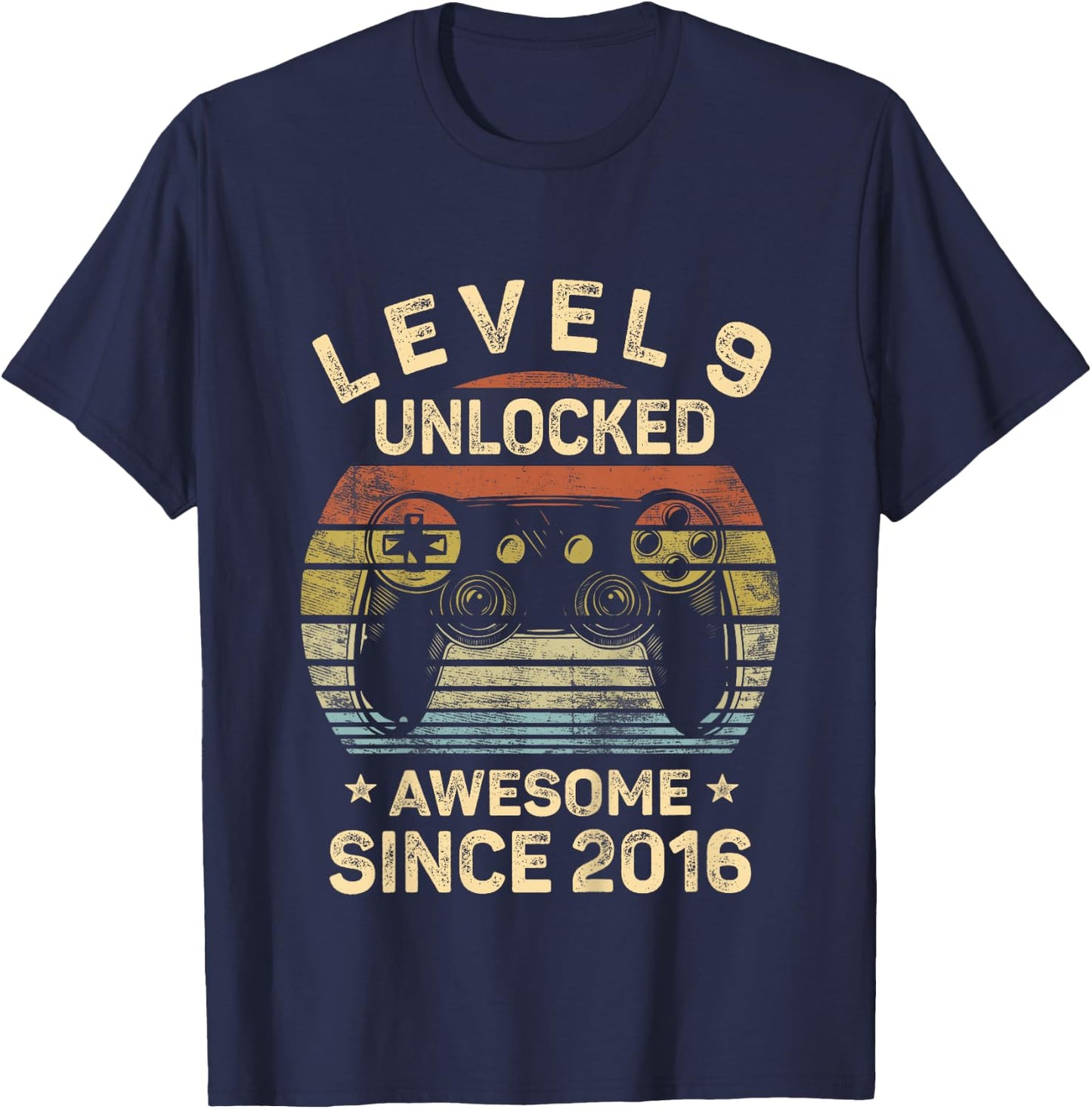 Kids Level 9 Unlocked 9th Birthday 9 Year Old Gifts Gamer Bday T-Shirt - T-Shirt | Navy