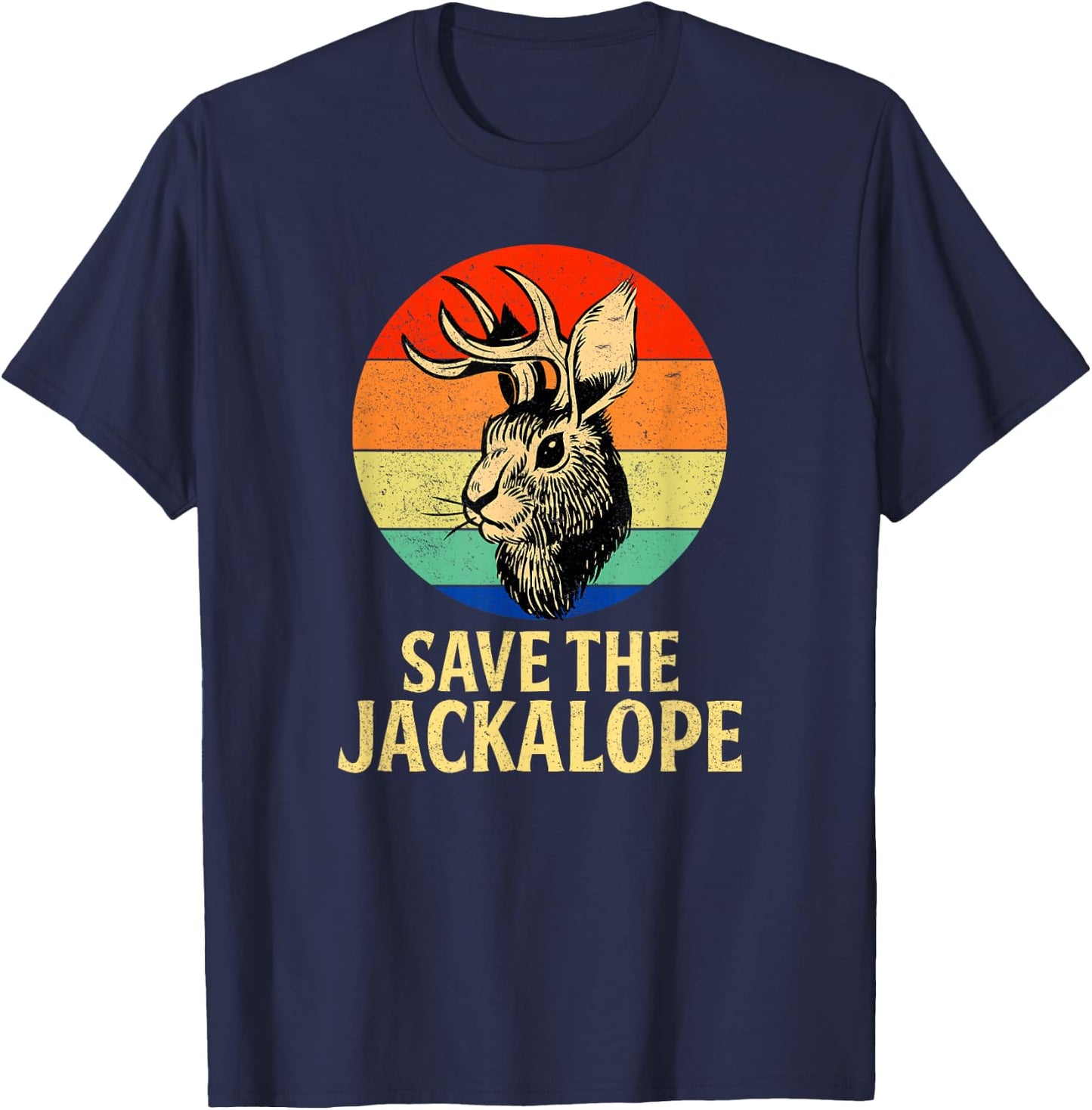 Save The Jackalope, Vintage Retro Camping Lover Jackalope T-Shirt - T-Shirt | Navy