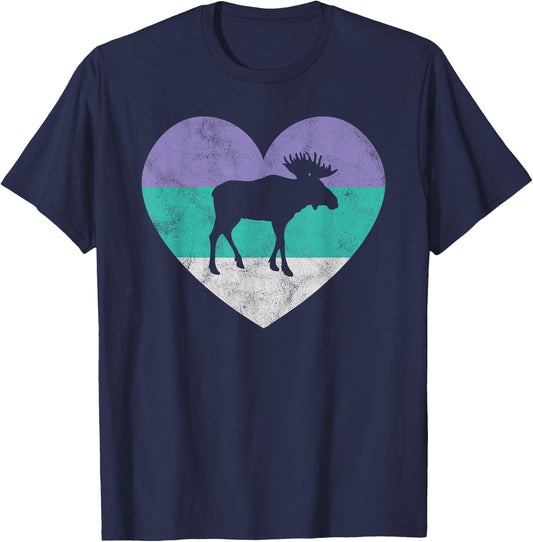Moose Gift Shirt & Girls Retro Cute T-Shirt - T-Shirt | Navy