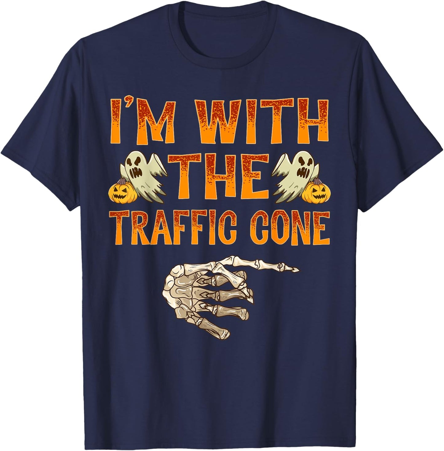 I'm With The Traffic Cone Shirt Costume Halloween Couple T-Shirt - T-Shirt | Navy