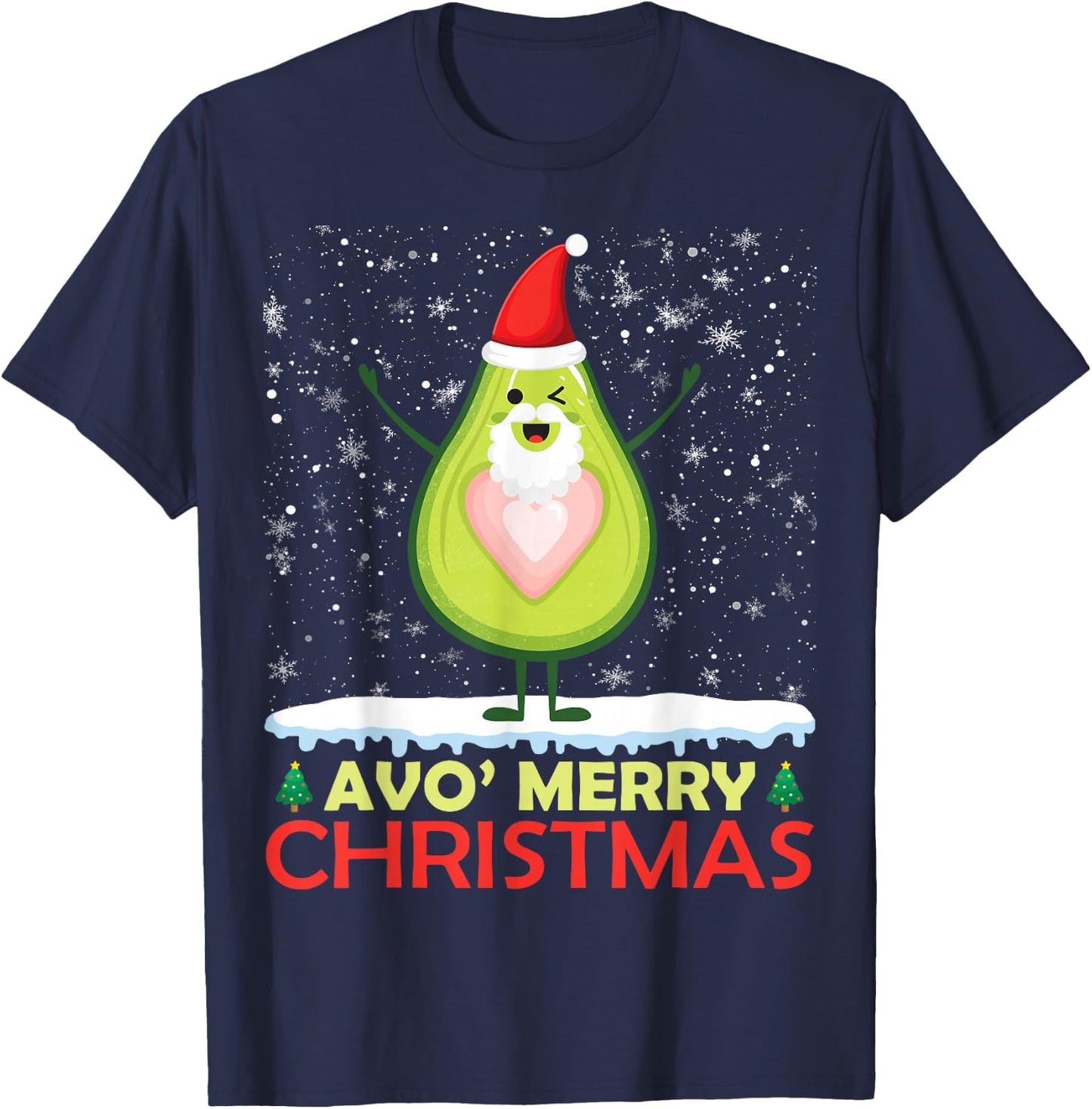 Santa Avocado Avo Merry Christmas Vegan Pajama Avocado Lover T-Shirt - T-Shirt | Navy