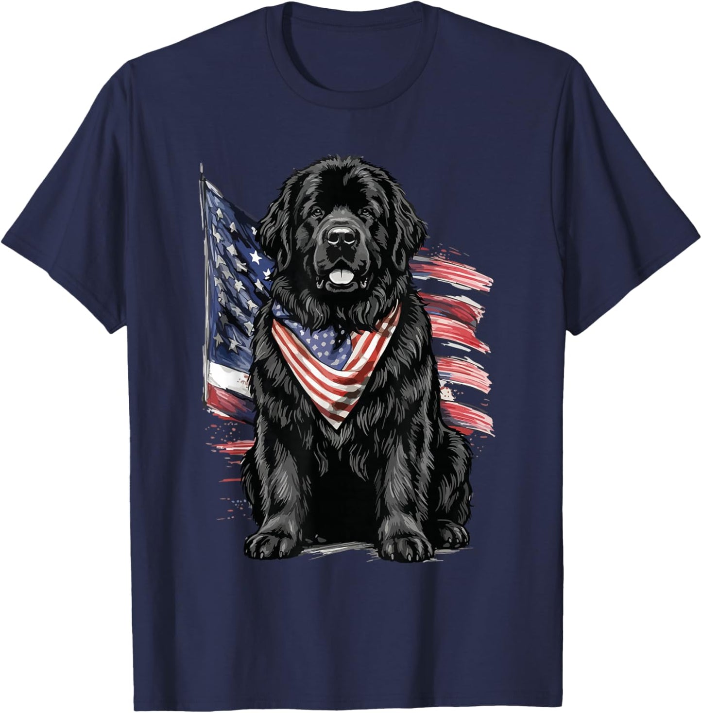 Newfoundland 4th of July Patriotic Dog T-Shirt - T-Shirt | Navy
