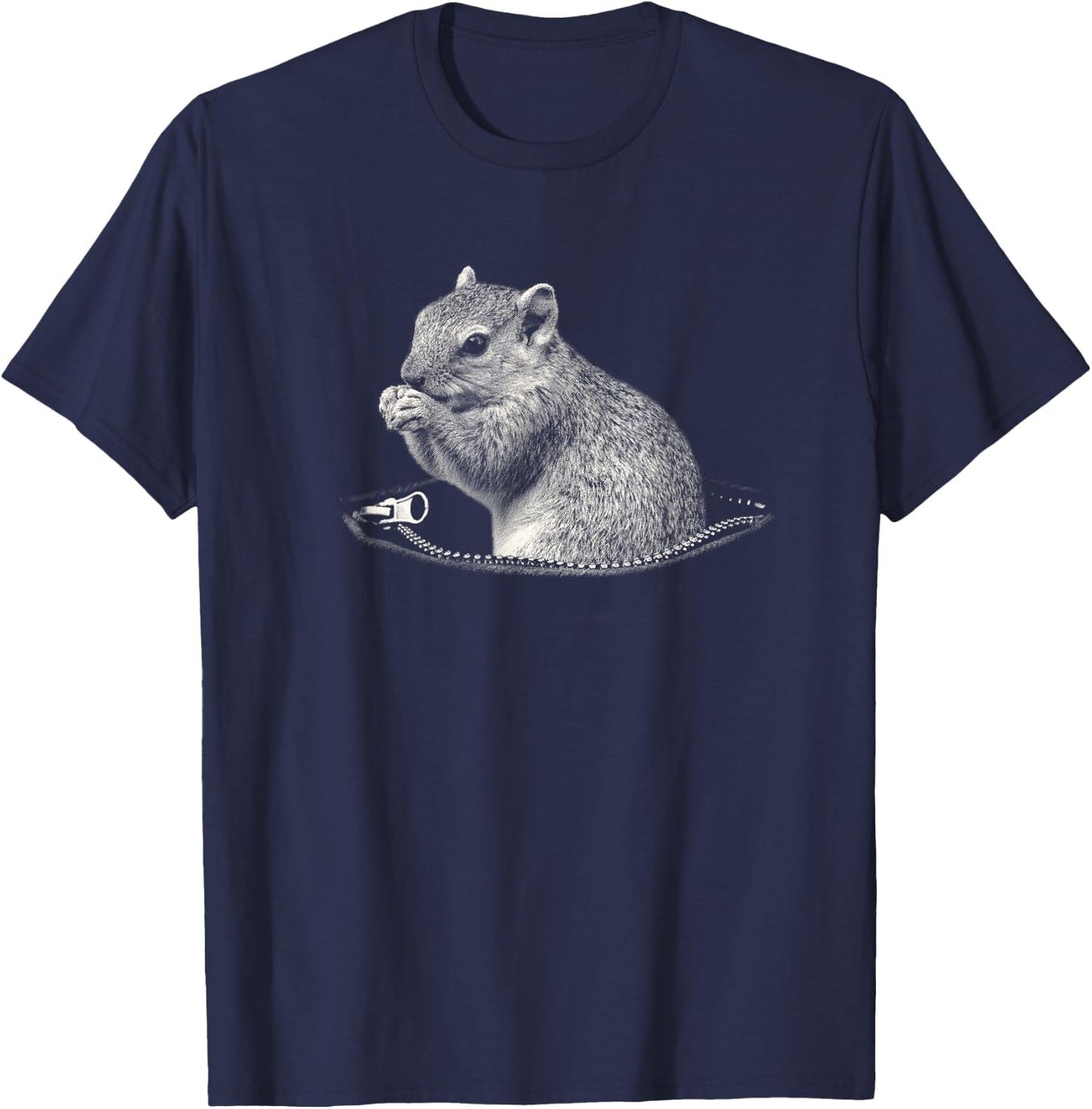 Squirrel in Pet Pouch T-Shirt - T-Shirt | Navy