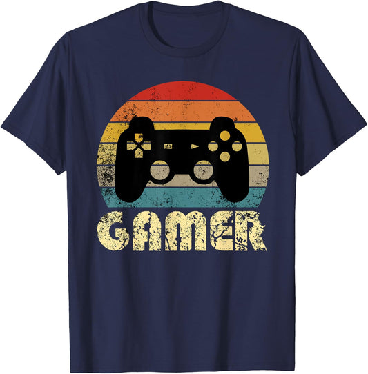 Retro Gamer Video Game Player Boys Teens Men T-Shirt - T-Shirt | Navy