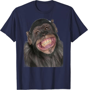 Smiling Monkey Funny Abe T-Shirt - T-Shirt | Navy