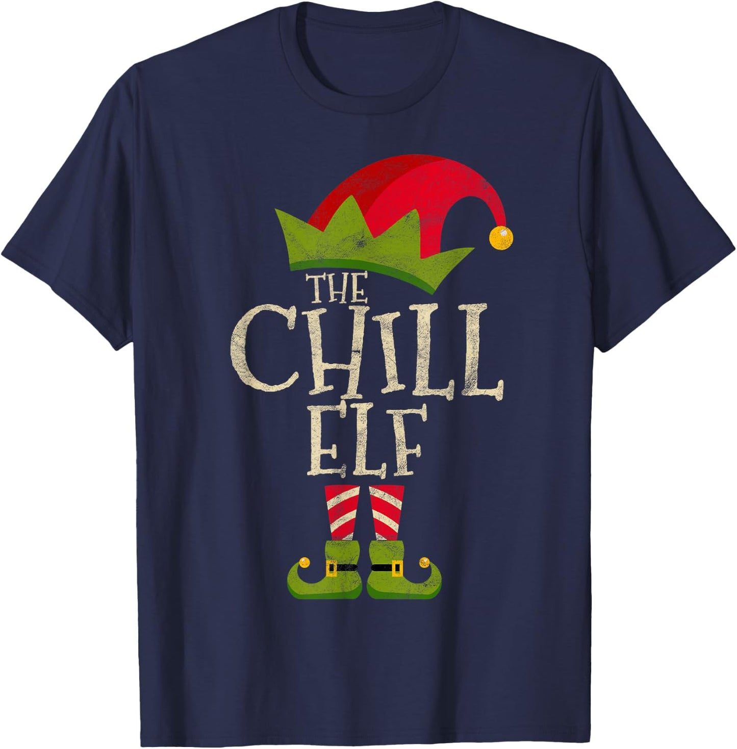 Easy The Chill Elf Xmas Costume Family Group Gift Christmas T-Shirt - T-Shirt | Navy
