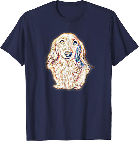 Long Hair Dachshund Gifts Cute Sausage Dog Women Men T-Shirt - T-Shirt | Navy