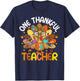 One Thankful Teacher Thanksgiving Patchwork Turkey Cute T-Shirt - T-Shirt | Navy
